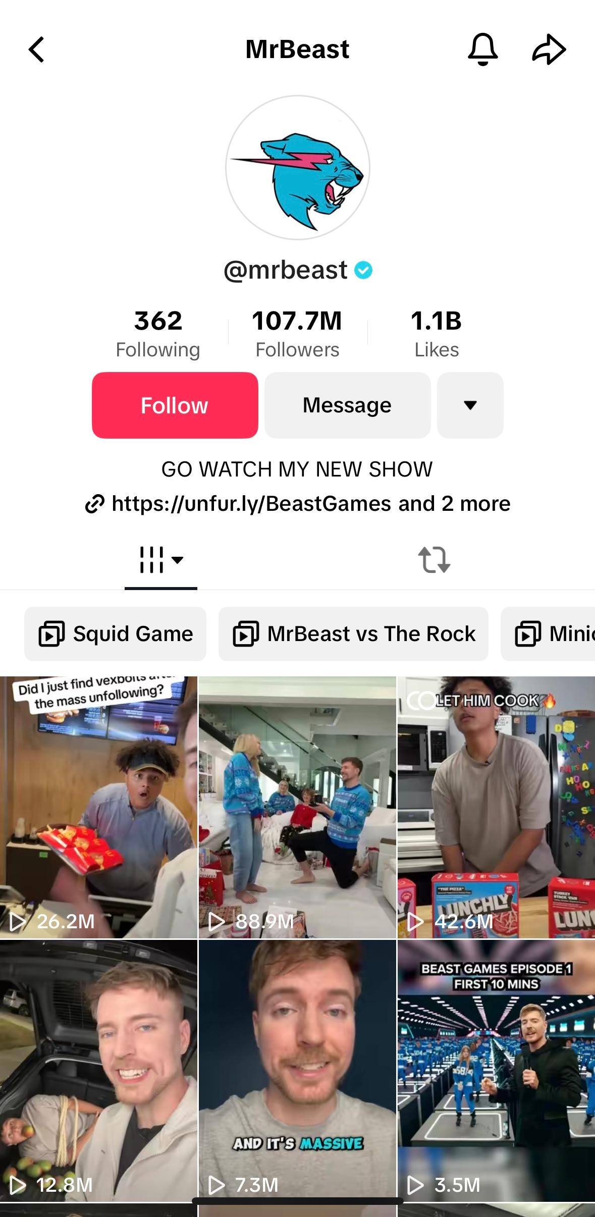 Mr Beast TikTok bio